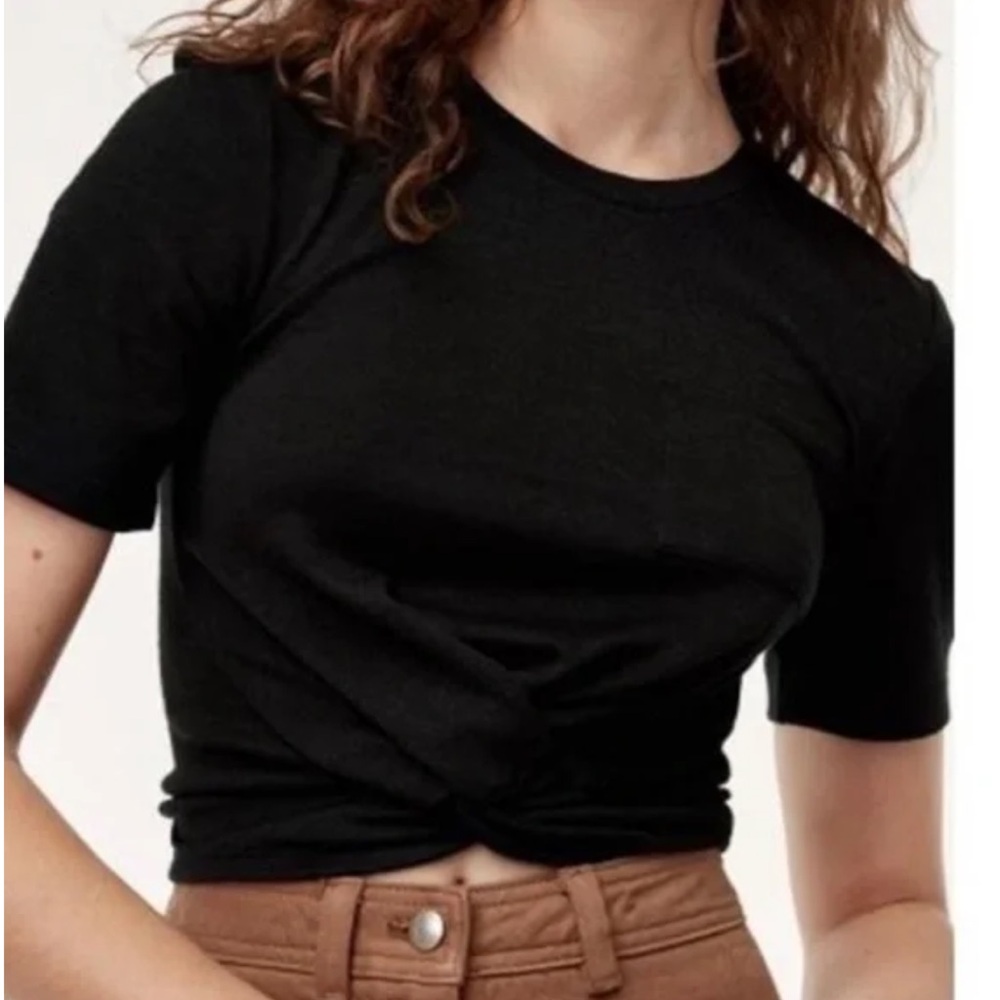 ARITZIA WILFRED FREE Subah t-shirt twist knot pocket jersey short sleeve Medium